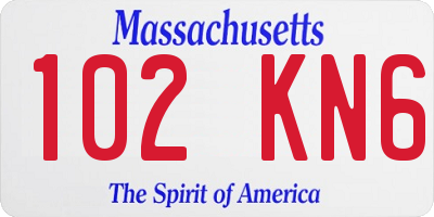 MA license plate 102KN6