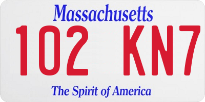 MA license plate 102KN7