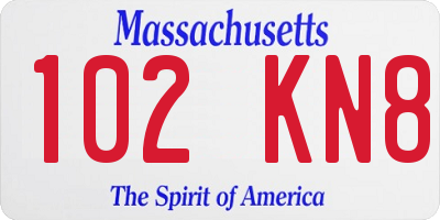 MA license plate 102KN8