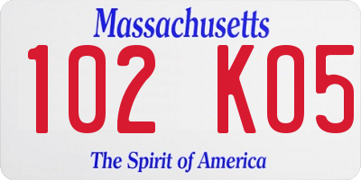 MA license plate 102KO5