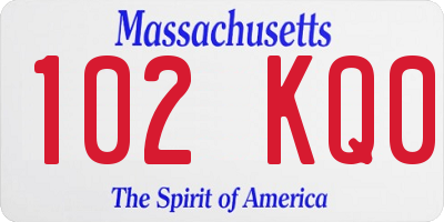 MA license plate 102KQ0