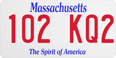 MA license plate 102KQ2