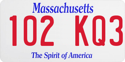 MA license plate 102KQ3