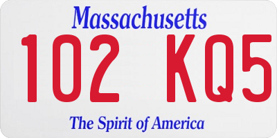 MA license plate 102KQ5