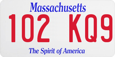 MA license plate 102KQ9