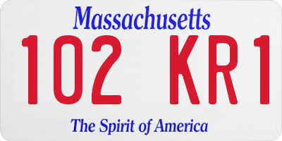 MA license plate 102KR1