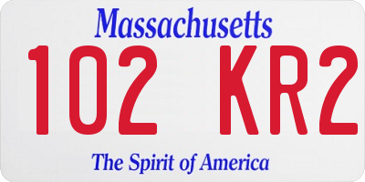 MA license plate 102KR2