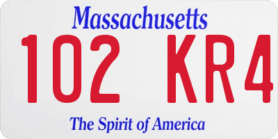 MA license plate 102KR4
