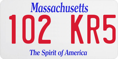 MA license plate 102KR5