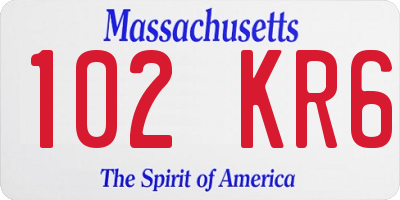 MA license plate 102KR6