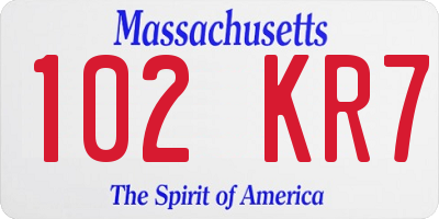 MA license plate 102KR7