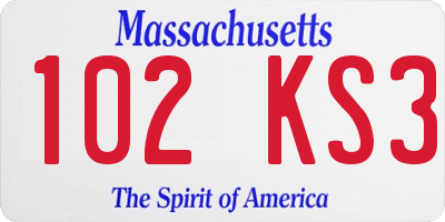 MA license plate 102KS3