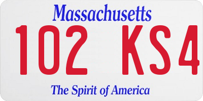 MA license plate 102KS4