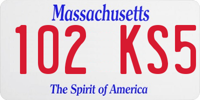 MA license plate 102KS5