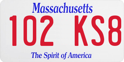 MA license plate 102KS8