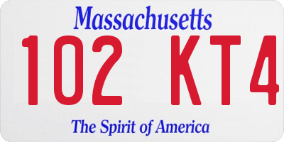 MA license plate 102KT4