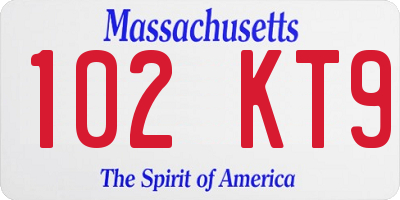 MA license plate 102KT9