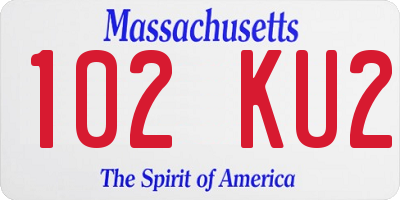 MA license plate 102KU2