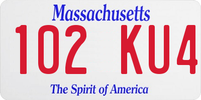 MA license plate 102KU4