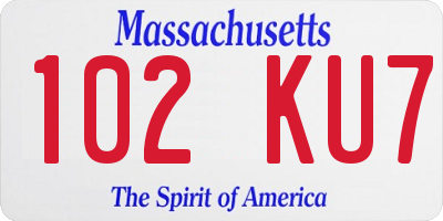 MA license plate 102KU7