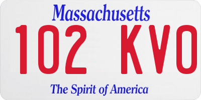 MA license plate 102KV0