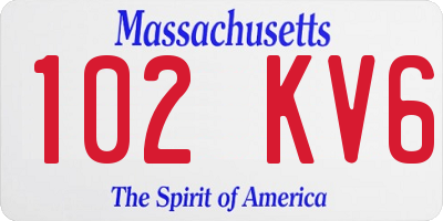 MA license plate 102KV6