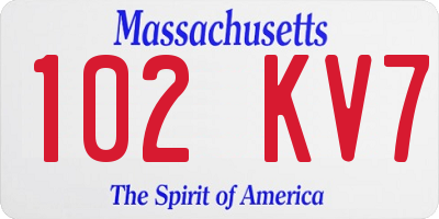 MA license plate 102KV7