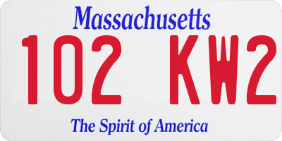 MA license plate 102KW2