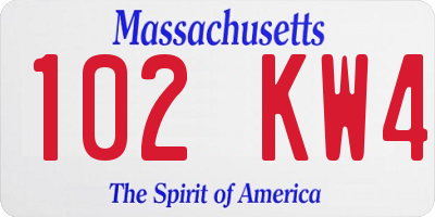 MA license plate 102KW4