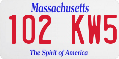 MA license plate 102KW5