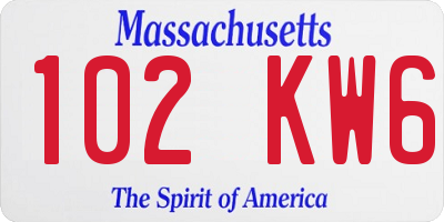 MA license plate 102KW6