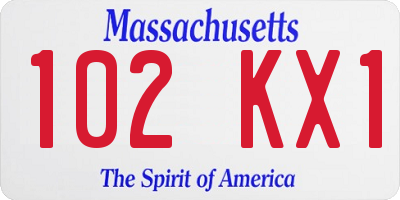 MA license plate 102KX1