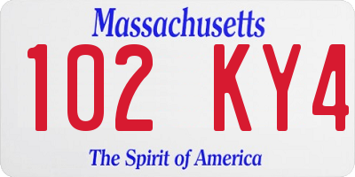 MA license plate 102KY4