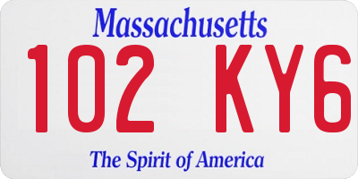 MA license plate 102KY6