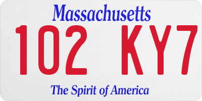 MA license plate 102KY7