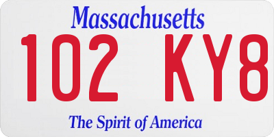 MA license plate 102KY8