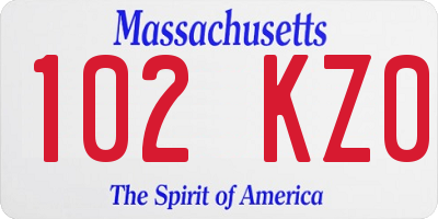 MA license plate 102KZ0