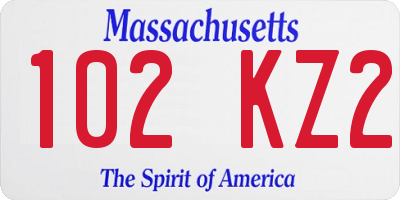 MA license plate 102KZ2