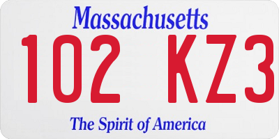 MA license plate 102KZ3