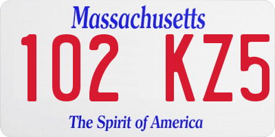 MA license plate 102KZ5