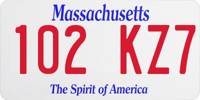 MA license plate 102KZ7