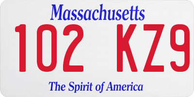 MA license plate 102KZ9