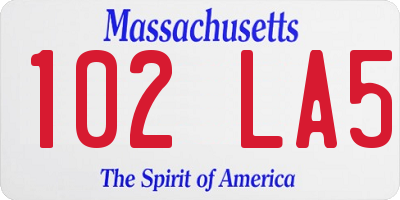 MA license plate 102LA5