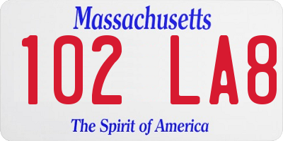 MA license plate 102LA8