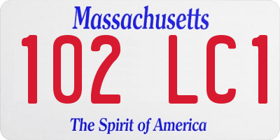 MA license plate 102LC1