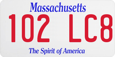 MA license plate 102LC8