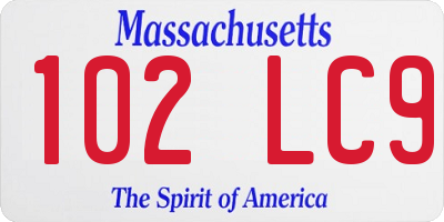 MA license plate 102LC9