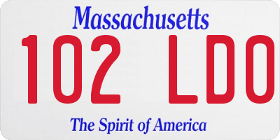 MA license plate 102LD0