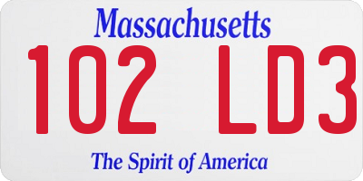 MA license plate 102LD3