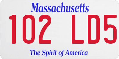 MA license plate 102LD5